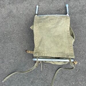 Vintage Military External Frame Rucksack Olive Drab Canvas Style Backpack